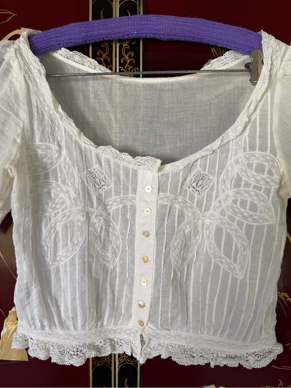 Vintage Dôen style cotton lace blouse - Picture 3 of 9